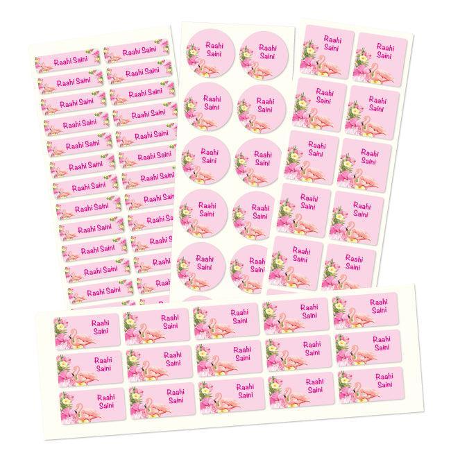 Personalised Name Labels | Name labels for School | Flamingo in Pink - Bombay Toy Company