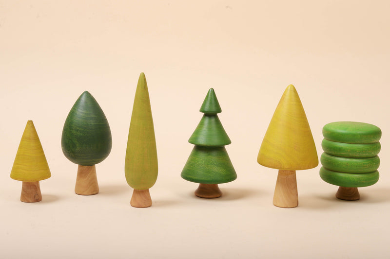 Wooden Tree Toy Set for Kids – Forest Trees (Green & Yellow) | Bombay ...