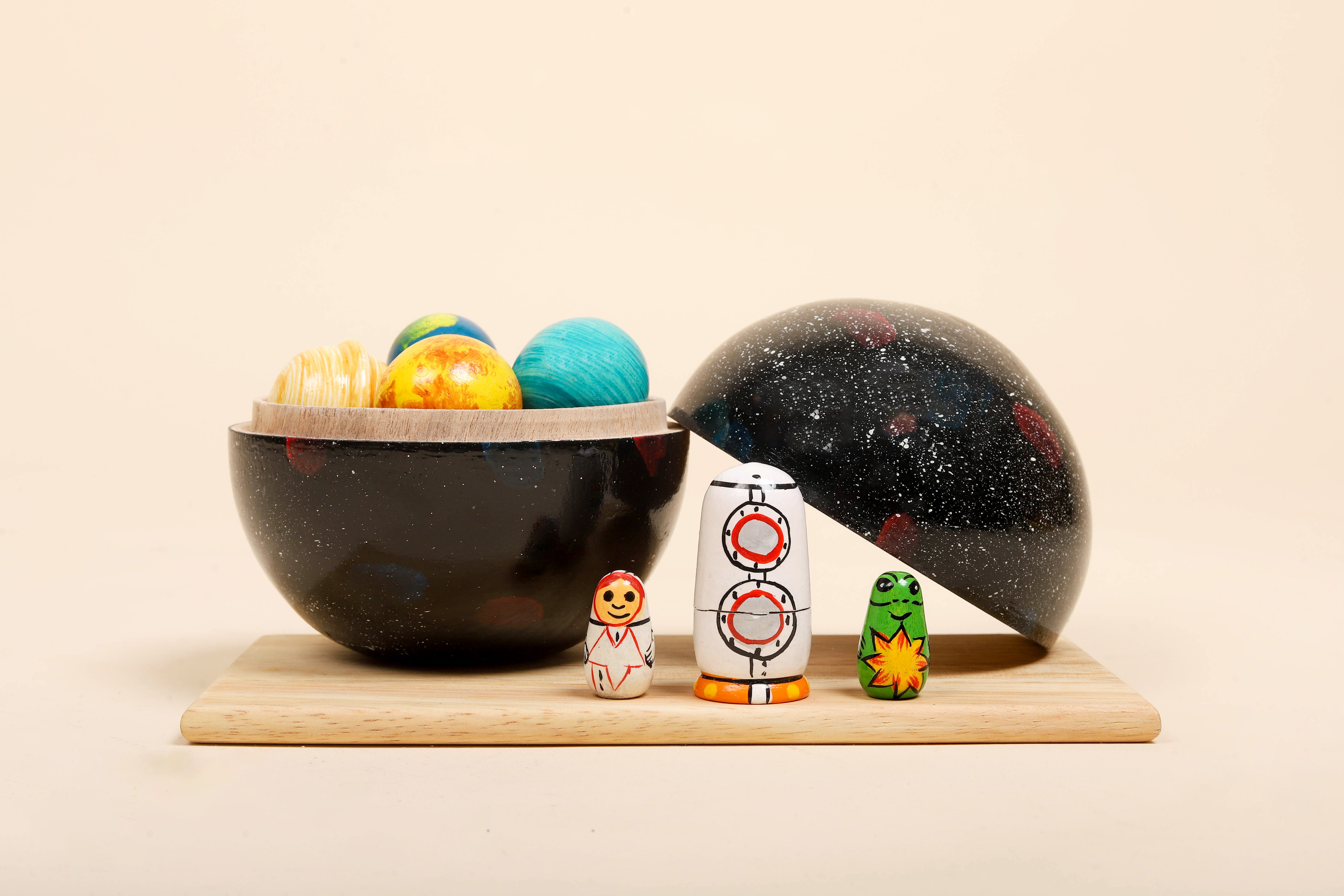 Wooden Space Explorer and Planets Toy