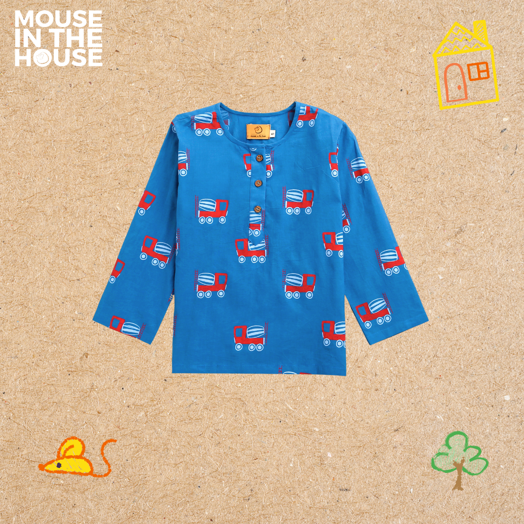 Whirly Cement Mixer (Blue)- Unisex Nightdress