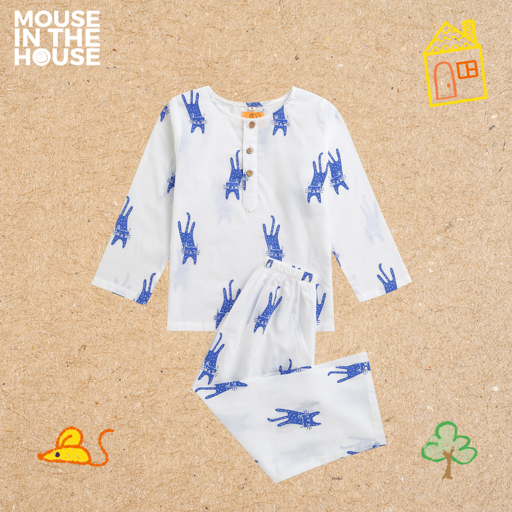 A MAGNIFICIENT CAT- UNISEX NIGHTWEAR (Blue) thumbnail 2