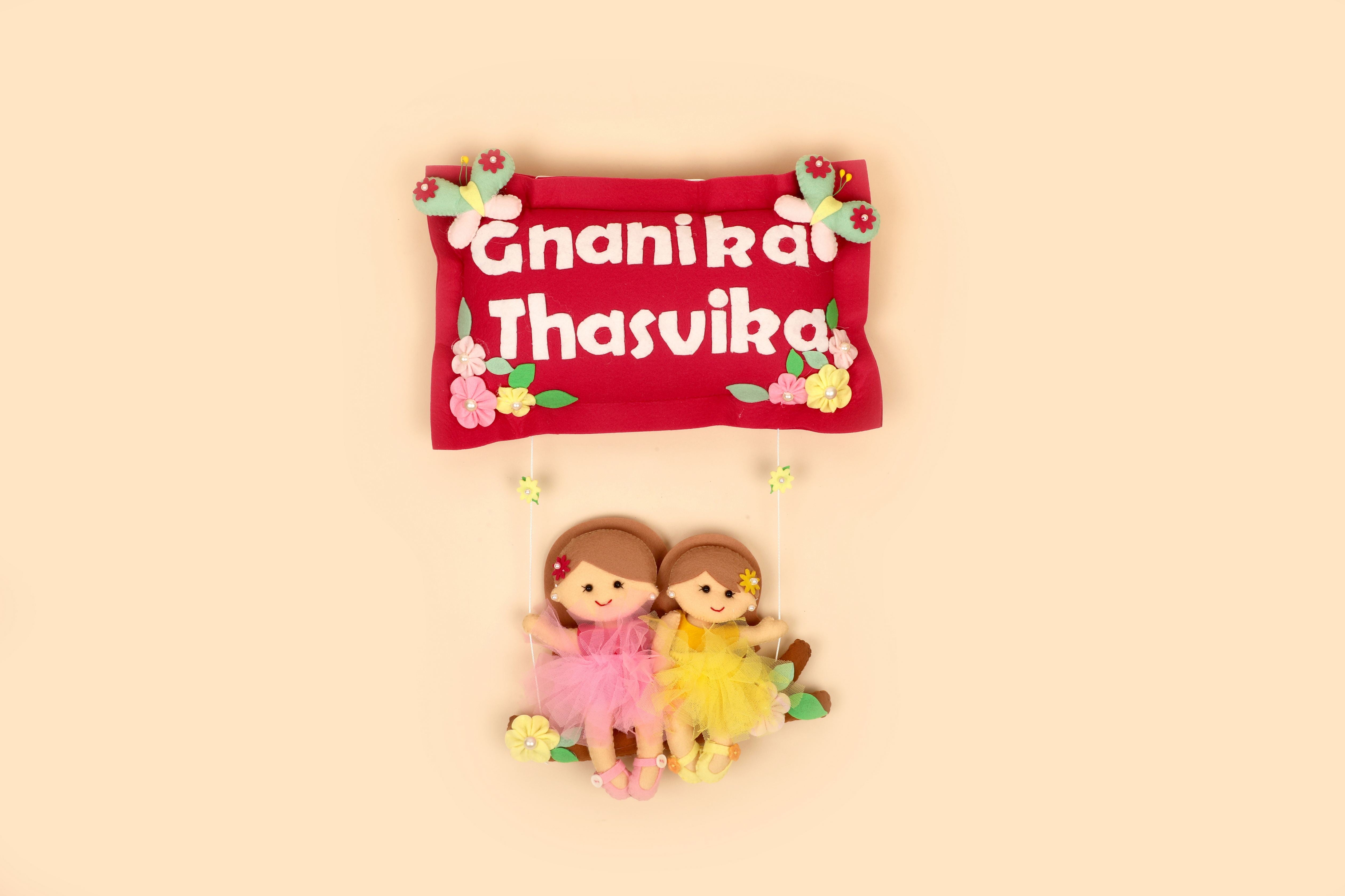 Personalized Felt Decor | Siblings on Swing