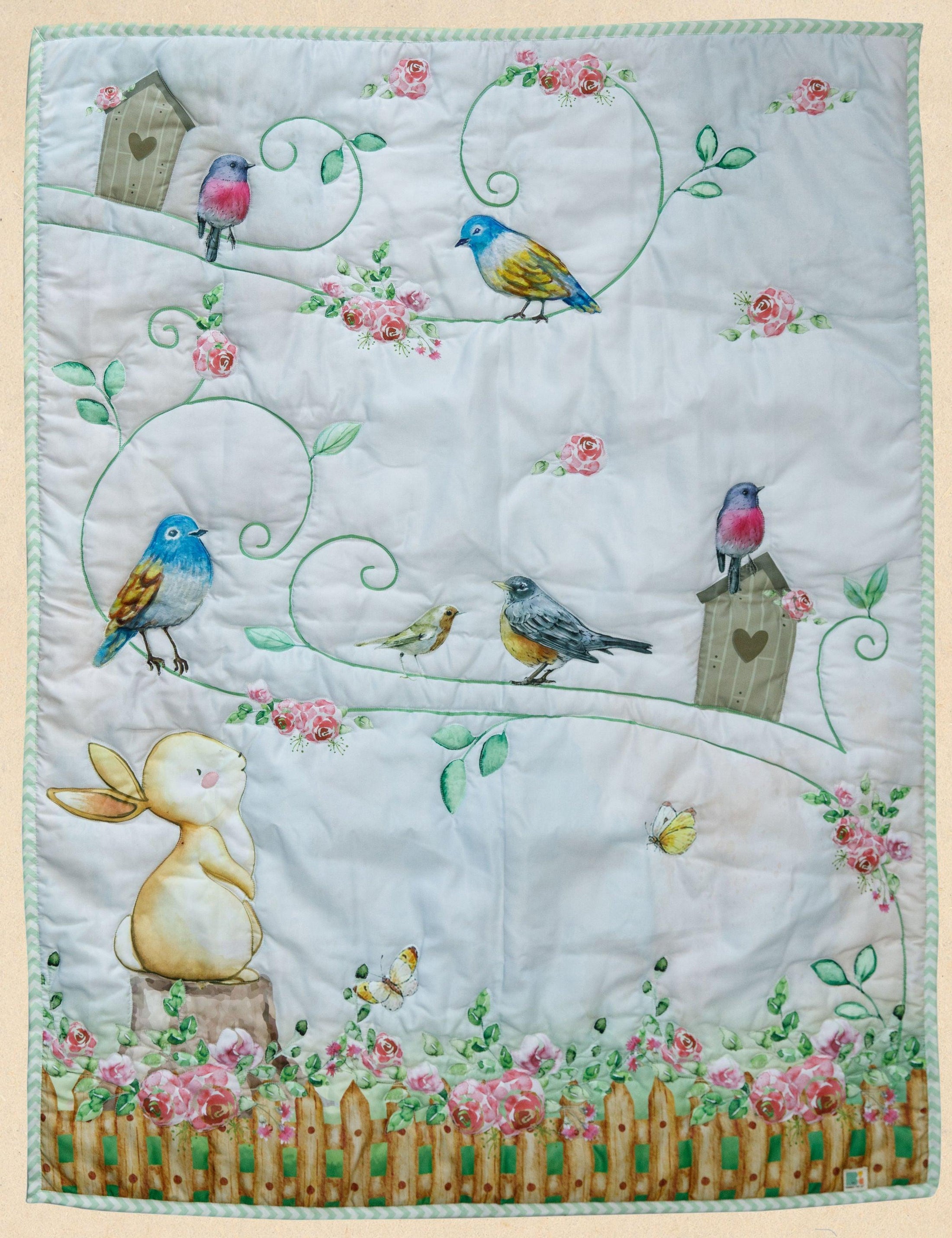 Bouncing Bunny & Birds Baby Quilt image 2