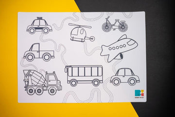 City Vehicles & Construction worksite Combo | Reusable and Washable Colouring Mat