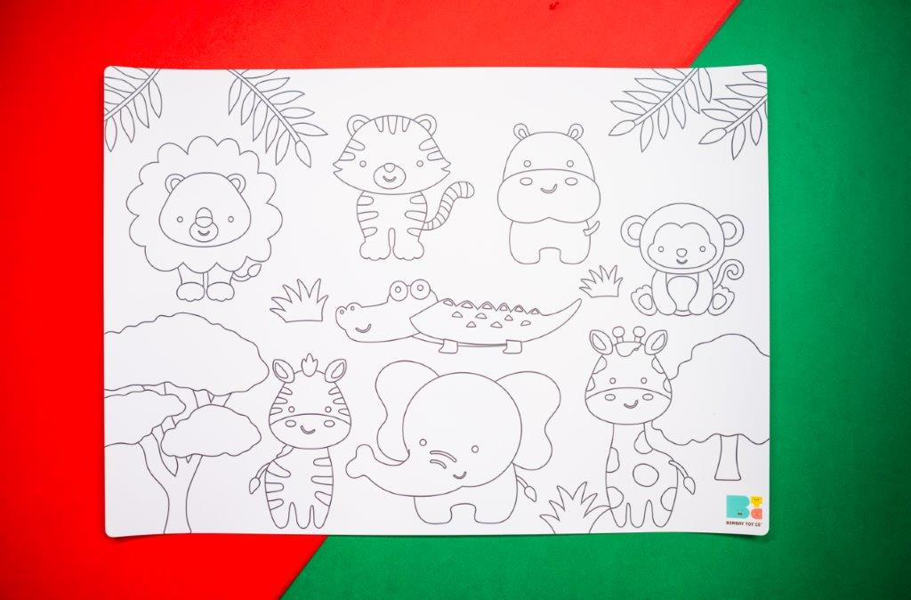 Jungle Friends Colouring | Reusable and Washable Colouring Mat
