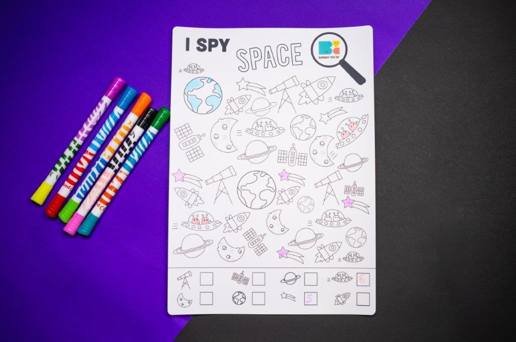 Reusable & Washable Colouring Mat | Travel Size - Space Activity