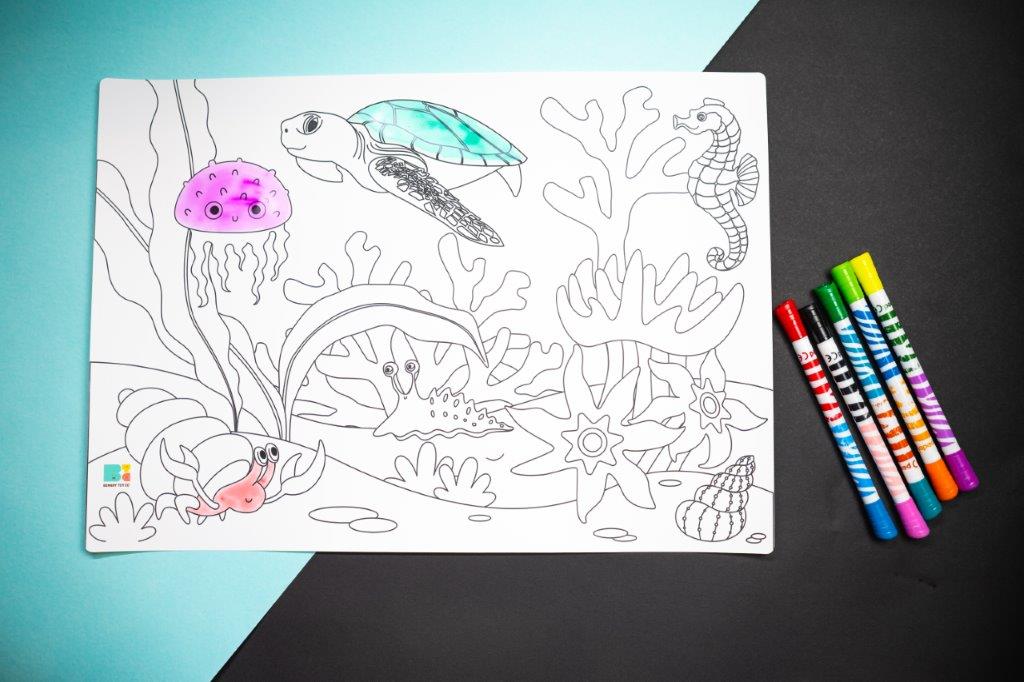 Ocean Creatures | Reusable and Washable Colouring Mat