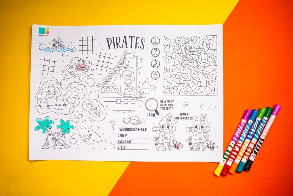 Reusable & Washable Colouring Mat | I Spy - Pirates Activity Mat