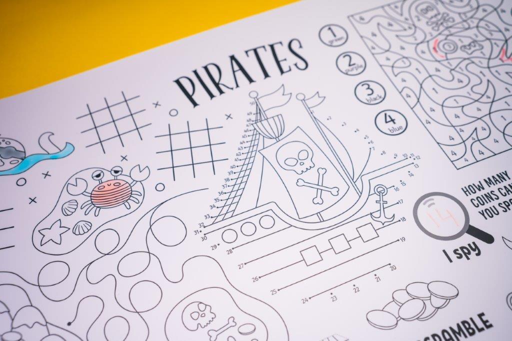 Reusable & Washable Colouring Mat | I Spy - Pirates Activity Mat