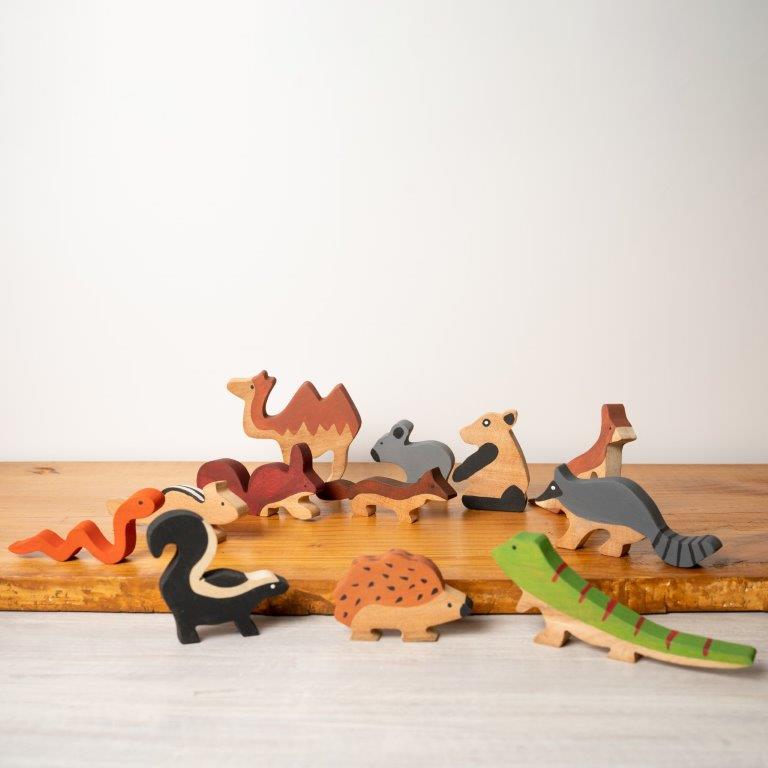Wooden Exotic Rare Animals Toy | Set of 12