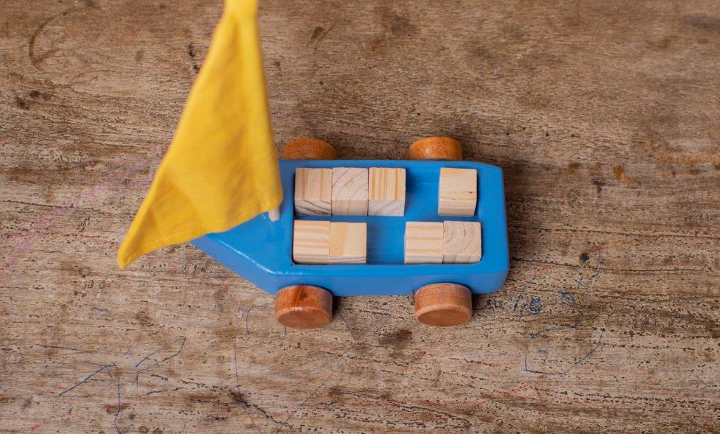 Wooden Blue Boat Toy