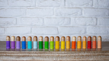 Wooden Peg dolls Toy | Rainbow Soldiers | Set of 9