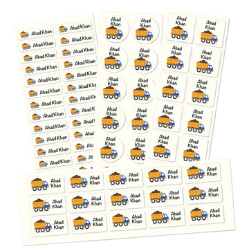 Name labels for School | Dump truck stickers