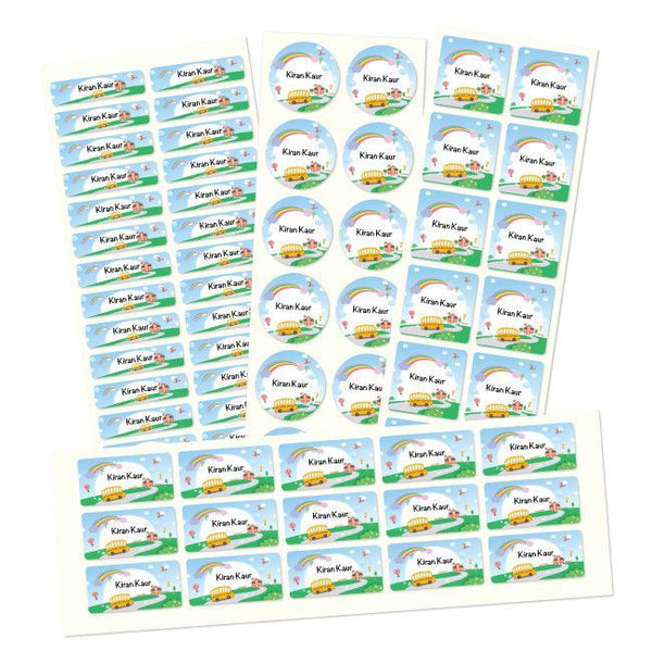 Big Yellow Bus Stickers - Personalised Name Labels image 1