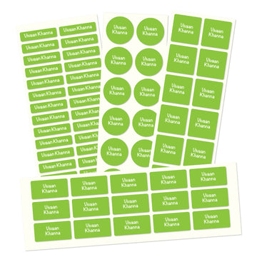 Name labels for School | Solid Lime Green